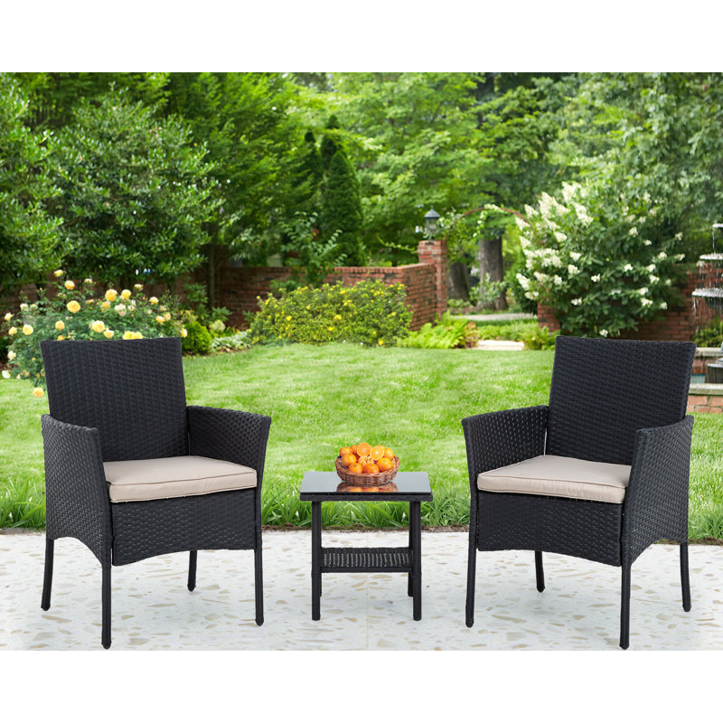 Winston Porter Mondello Wicker Outdoor Seating Group with Cushions